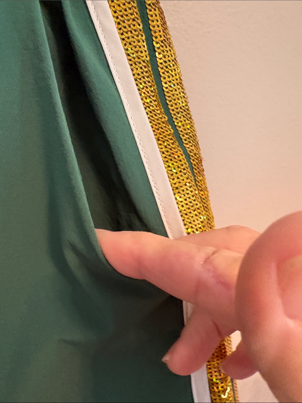 QUEEN OF SPARKLES Green Athletic Shorts with White Trim and Gold Side Stripe - Picture 6 of 8